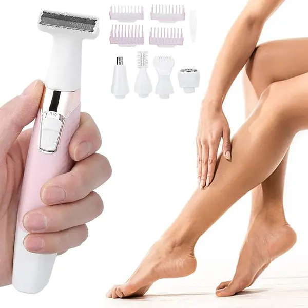 Rasoir Électrique 5-en-1 pour Femmes Épilation pour Jambes Zone de Bikini Visage Nez Oreilles Cheveux Sourcils Corps Tondeuse Sans Fil USB Rechargeable ndolore Rasoir