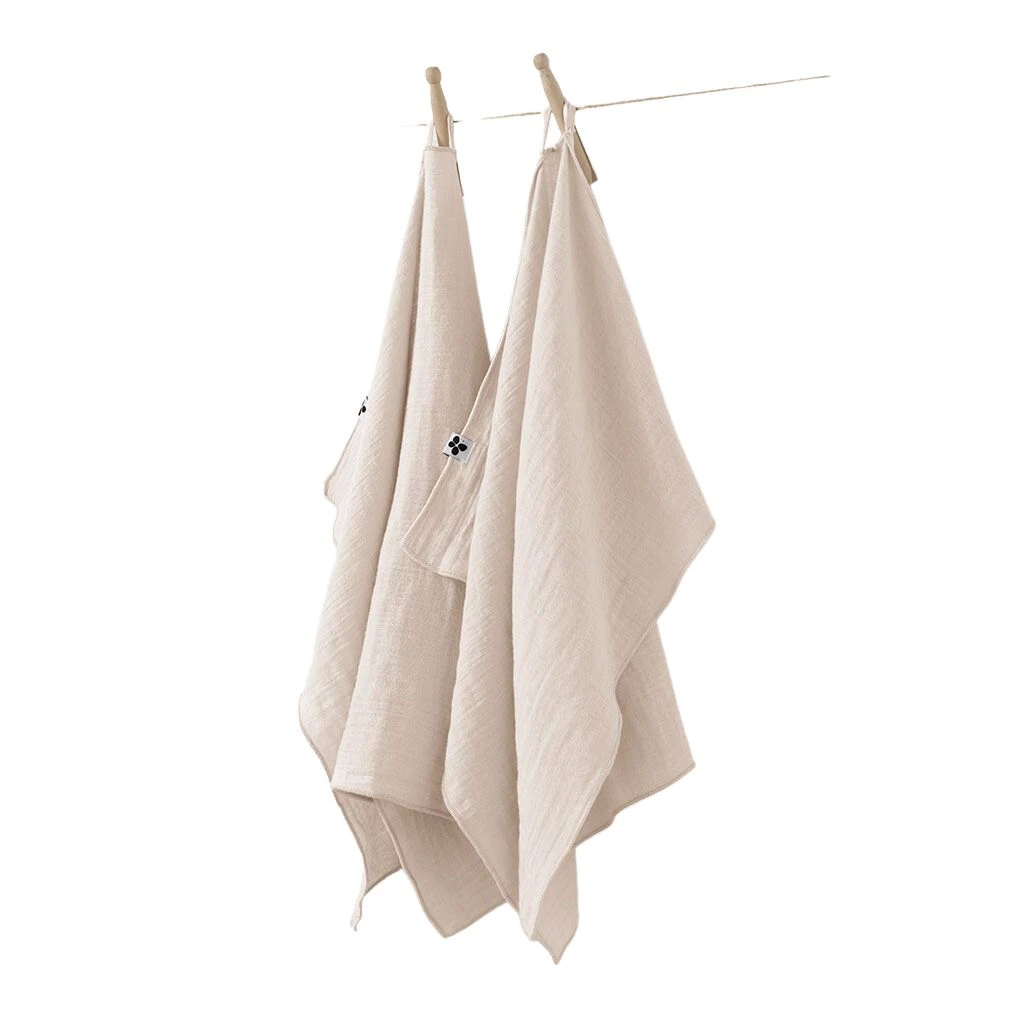 Lot de 2 essuie-mains en gaze de coton unie pampa 50x70cm - Gaia