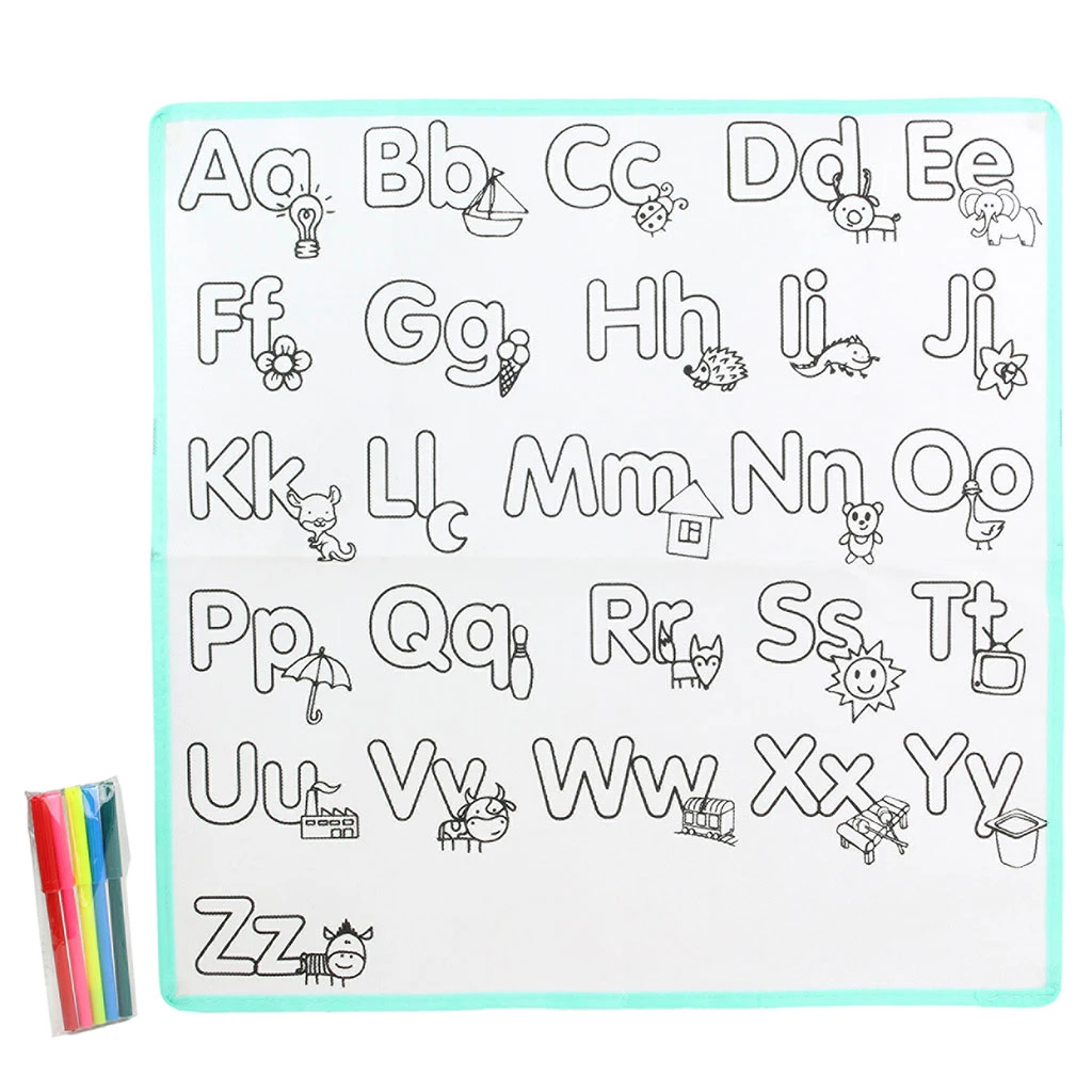 Tapis à colorier lavable alphabet avec feutres 50x50cm - Centrakor