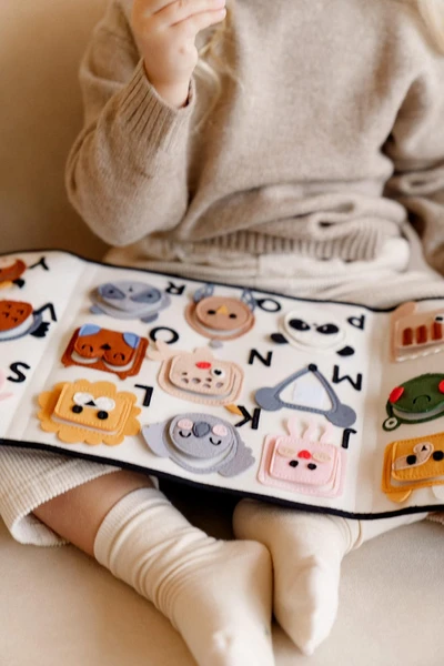 Livre abc feutre calme pour tout-petits, activité douce, planche occupée 1-2-3 ans, alphabet anglais, français, allemand jouet éducatif animaux, jardin d'enfants