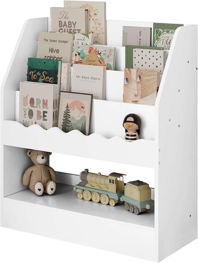 WOLTU Bibliothèque Enfant, Rangement Jouet Enfant, Étagère Enfant, Bibliothèque Étagère Rangement à 5 Niveaux, en MDF, Blanc, 70x30x80cm, KR026ws