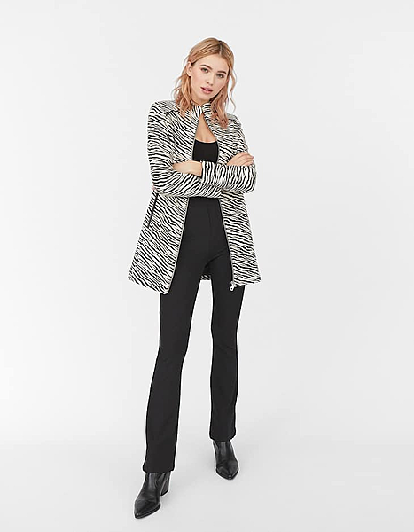 Manteau brodé fermeture éclair zèbré