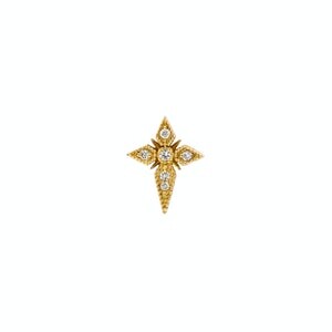 Puce d'oreille croix or jaune - 14 cts