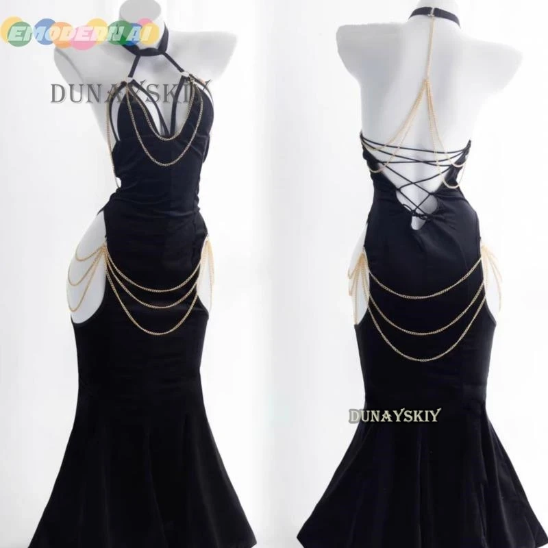 Costumes de Cosplay Anime Overlord Albedo, robe à gants enveloppée dans les hanches, entrejambe ouvert, jupe queue de poisson, sirène noire, Halloween Lute - AliExpress