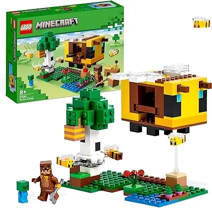 LEGO 21241 Minecraft La Cabane Abeille, Jouet De Construction, Ferme avec Maison Ã€ Construire, Zombie Et Figurines d'animaux, Cadeau Anniversaire Enfants