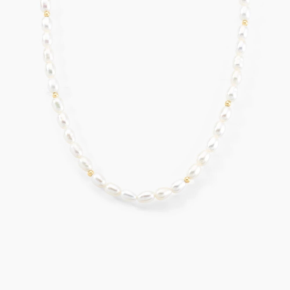 Collier Billes Or Jaune Perle De Culture