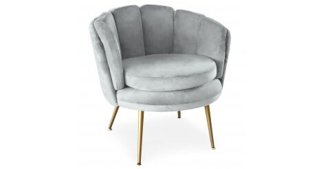 Fauteuil Arrondi en Velours "Sibut" 80cm Gris