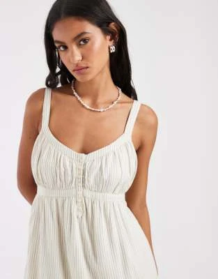 Hollister - Robe courte fluide à bretelles et rayures - Jaune et bleu