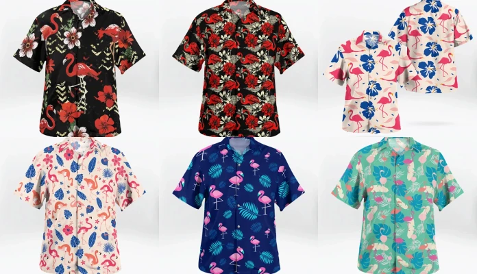 Flamingo Hawaiian Shirts Button Up Tropical