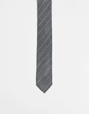 ASOS DESIGN - Cravate fine à rayures - Gris chiné
