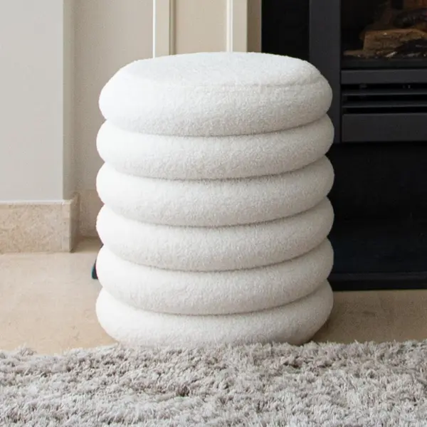 Milton & Oldbrook Pouf + Boîte de Rangement Glasgow Blanc Teddy
