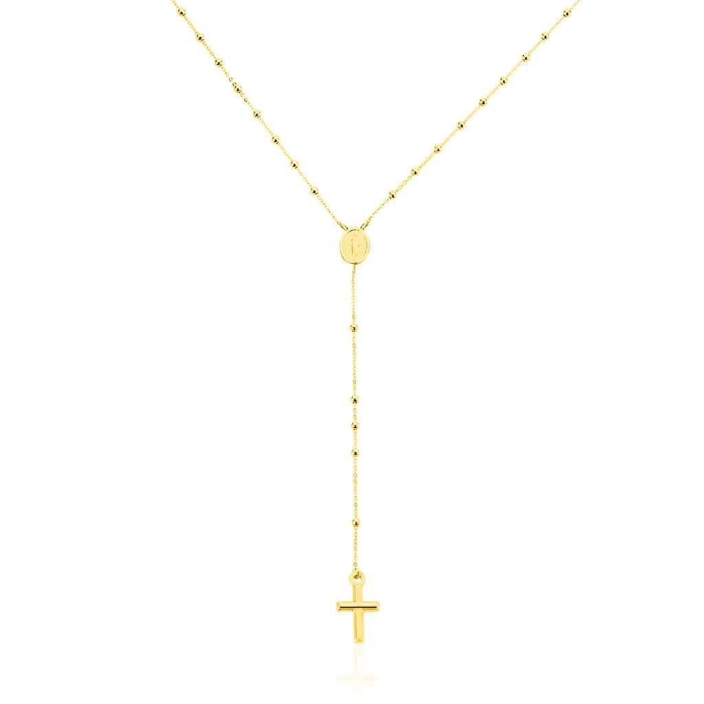 Collier Evelina Croix Maille Boule Or Jaune