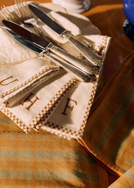 Serviette Monogramme - lettre F - Textile coton-lin - Sézane