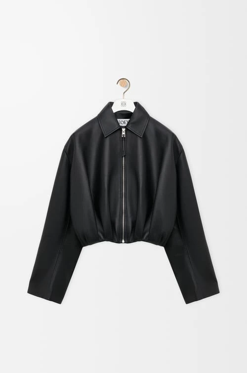 Draped jacket in nappa lambskin