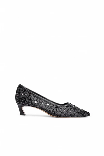 Chaussures à talon en tulle à sequins