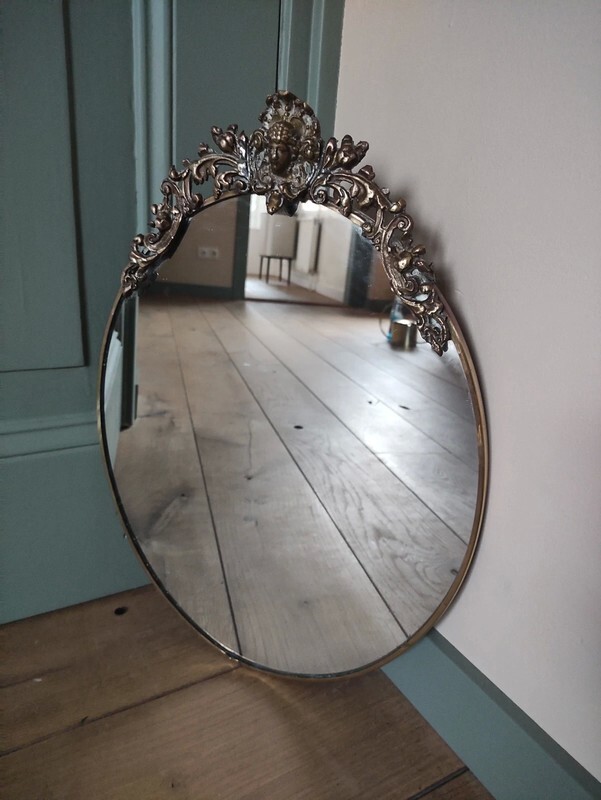 Gouden vintage spiegel messing, miroir doré antique