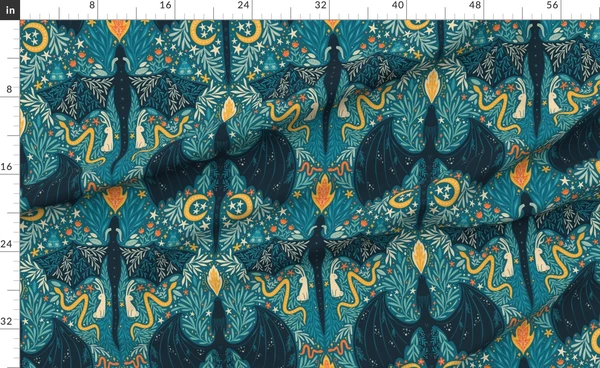 Maximalist Folk Dragons and Enchanted Fabric | Spoonflower