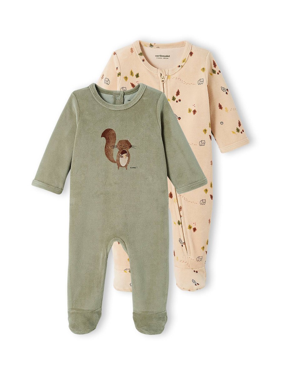 Lot de 2 dors-bien bébé garçon (18 mois) en velours sable - Vertbaudet