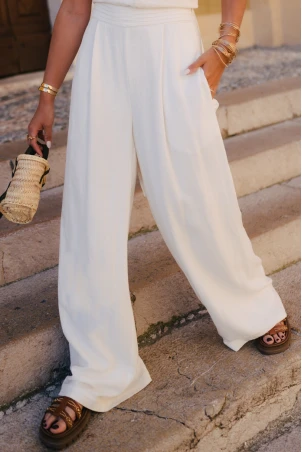 PANTALON TITOU LIN VISCOSE BLANC