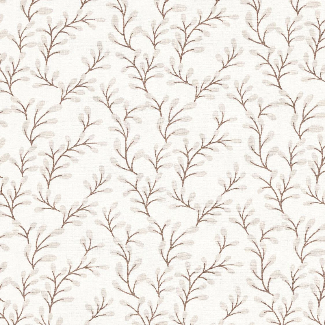 Popeline coton Branches de feuilles – blanc/anémone - Idéal pour Décoration pour enfants