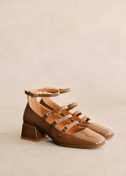 Babies Elodie - Taupe Vernis - Cuir ovin vernis - Sézane