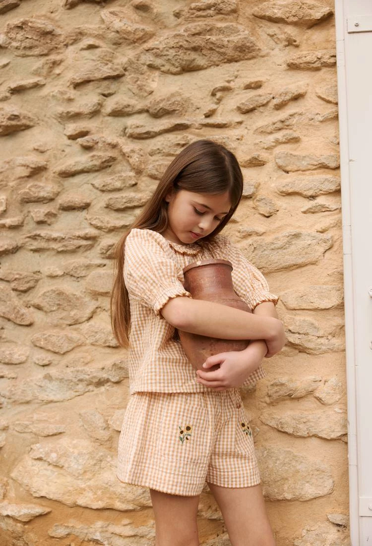 Short brodé en coton JAUNE CLAIR pour enfant MONOPRIX