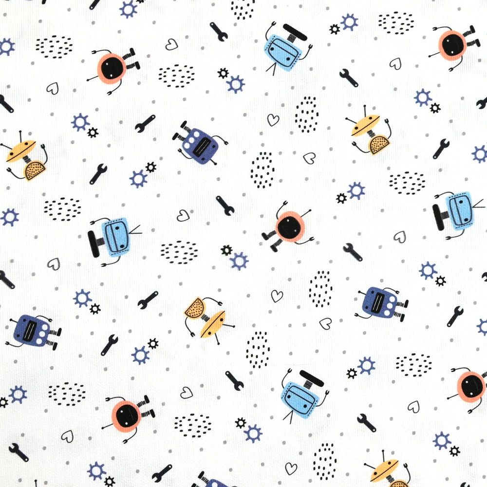 Piqué de coton imprimé robot