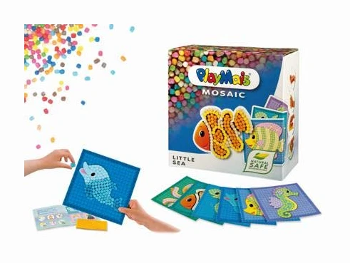 PlayMais MOSAIC Little Sea kit de loisirs créatifs pour filles et garçons à partir de 3 ans I plus de 2300 PlayMais &amp; 6 modèles de mosaïques avec dauphin, tortue &amp; co I stimule la créativité