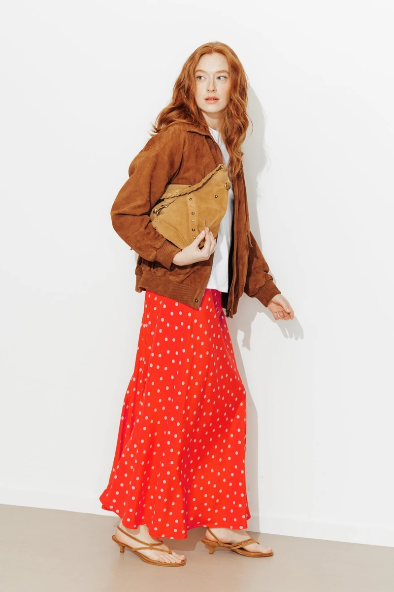 Jupe midi à pois Femme