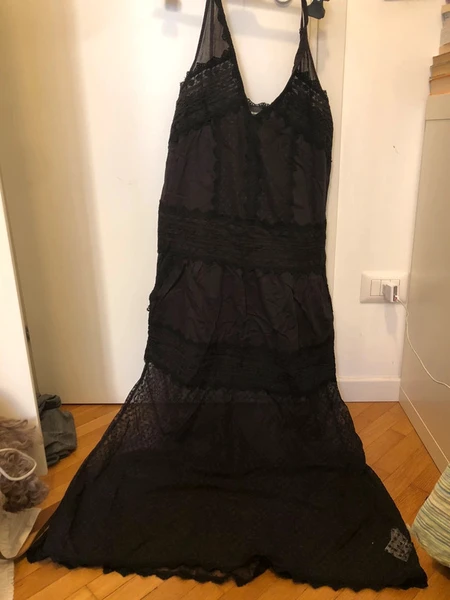 Abito lungo nero con ricami Just Cavalli