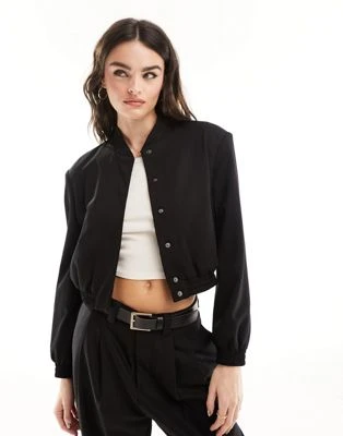 ASOS DESIGN - Bomber ajusté à épaulettes - Noir | ASOS