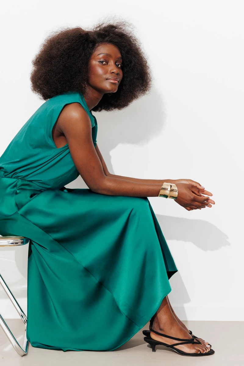 Jupe unie en satin Femme