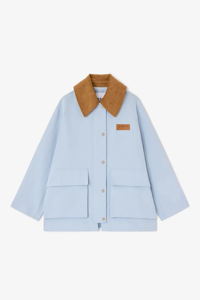 Veste midi en sergé bleu