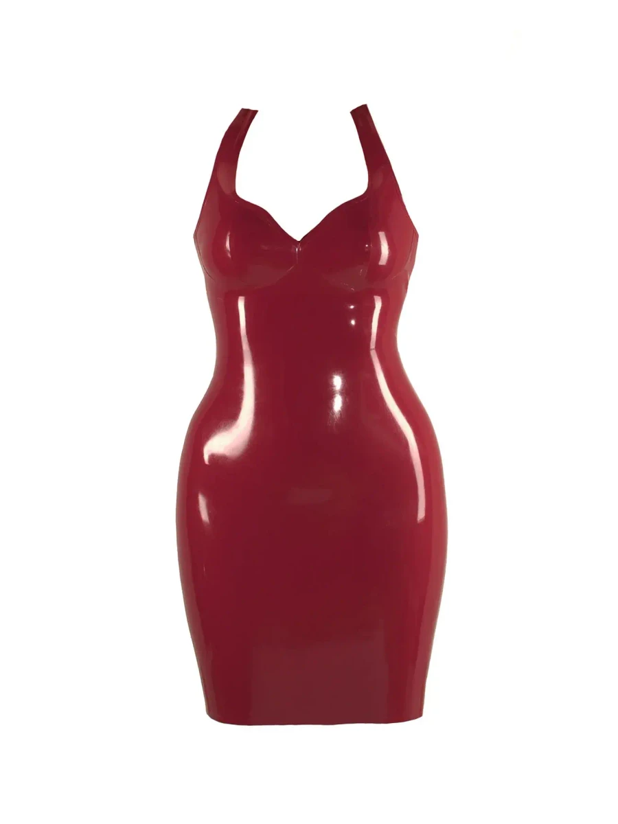Robe dos nu en latex ajustée