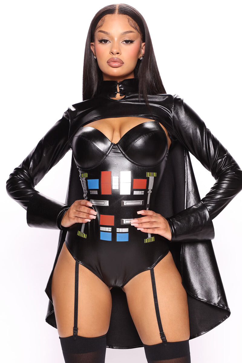 On The Naughty Side 2 Piece Costume Set - Black