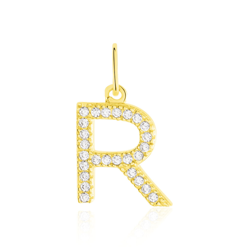 Pendentif Lettre R Or Jaune Oxyde
