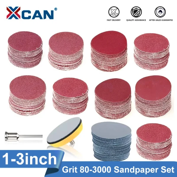 XCAN – disque de ponçage rond de 1/2/3 pouces, papier de verre sec abrasif avec tampon de sauvegarde de pouces pour le polissage des outils de nettoyage, 102 pièces - AliExpress 1420