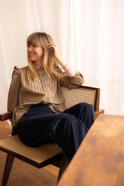 Joli Kit Couture - Blouse Lila rayée cappuccino