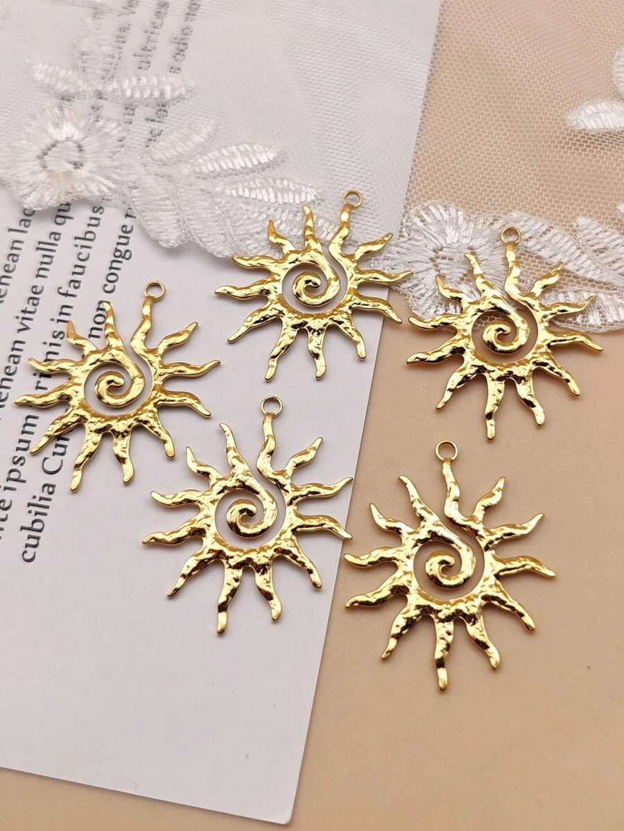 1 pièce/2 pièces/5 pièces Pendentif tournesol rétro gros texture martelée en acier inoxydable, accessoires de collier DIY pour femmes et hommes | Mode en ligne | SHEIN FRANCE