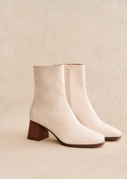 Bottines Axelle - Ecru Vernis - Cuir bovin vernis - Sézane