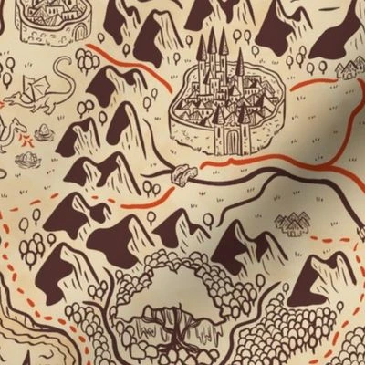 Fantasy Map in Parchment, large Fabric | Spoonflower