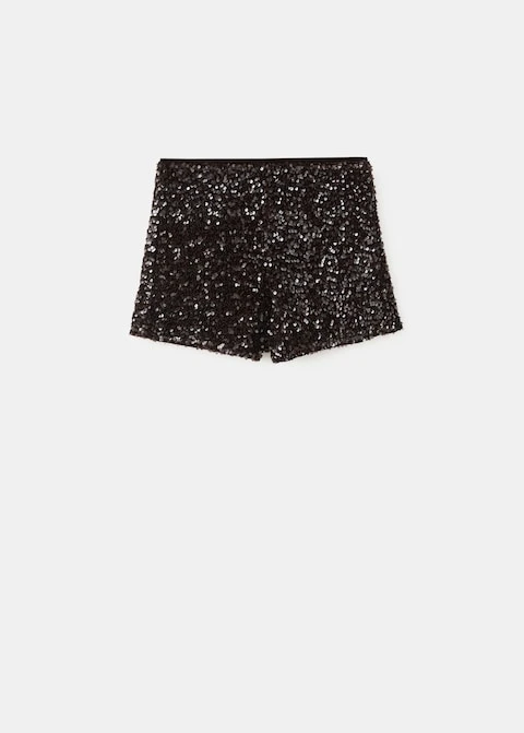Short en velours à paillettes - Femme | MANGO France métropolitaine