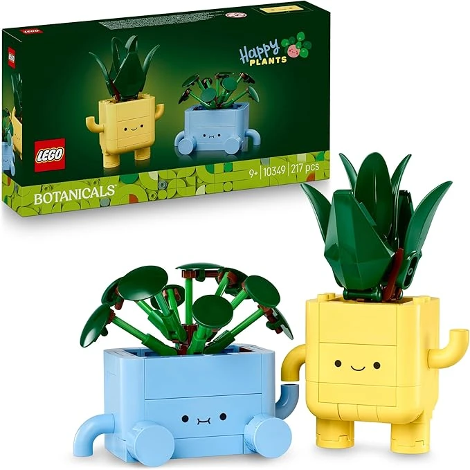 LEGO Botanicals Petites Plantes Souriantes - Jouet & Loisirs Créatifs - 2 Plantes Artificielles, 2 Pots de Fleurs Colorés & Visages Interchangeables - Cadeau Nature pour Fille dès 9 Ans & Ado 10349