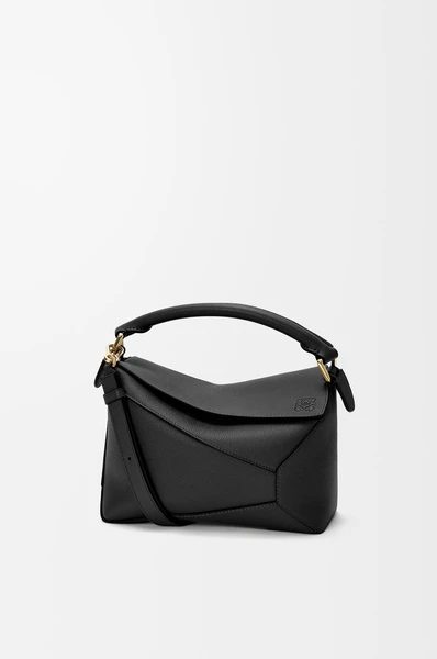 Petit sac Puzzle Edge en cuir de veau grainé souple Noir - LOEWE
