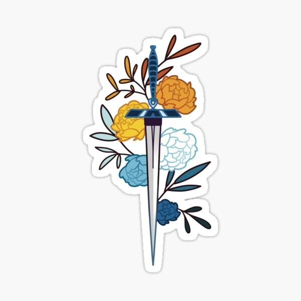 épée d'aroace floral • drapeau de fierté subtile | Sticker