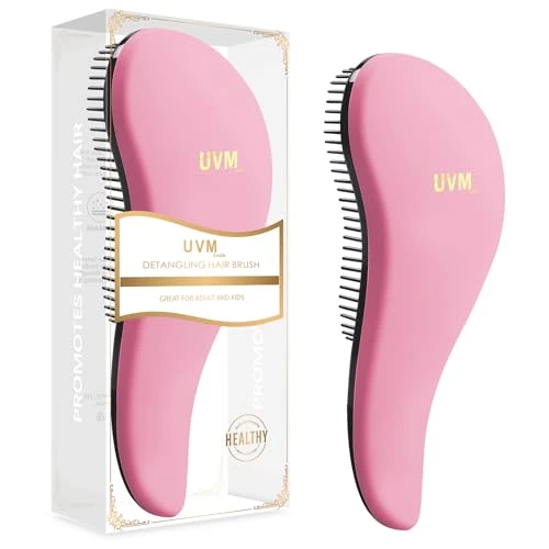 Brosse à cheveux démêlante pour femmes, filles et enfants – Faites glisser la brosse démêlante pour cheveux mouillés, fins, bouclés, épais et afro (Rose)