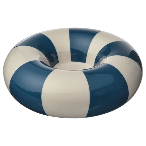 TRÄDSTAM Photophore - bleu foncé/blanc 4 cm