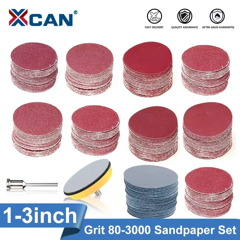 XCAN – disque de ponçage rond de 1/2/3 pouces, papier de verre sec abrasif avec tampon de sauvegarde de pouces pour le polissage des outils de nettoyage, 102 pièces - AliExpress 1420