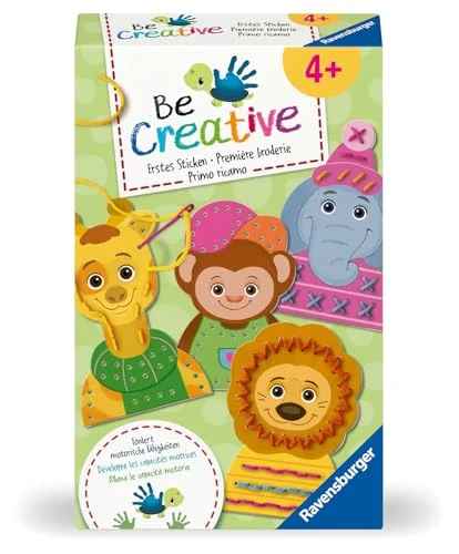 Ravensburger – Be Creative – Mini Broderie – Création Animaux en Broderie – Pochoir prédécoupés – Loisir créatif – Activité détente et créative – Dès 6 Ans – 25536