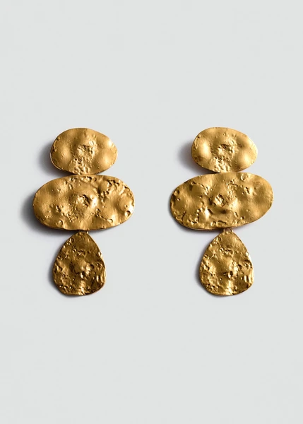 Boucles d'oreilles pendantes texturées - Femme | MANGO France métropolitaine